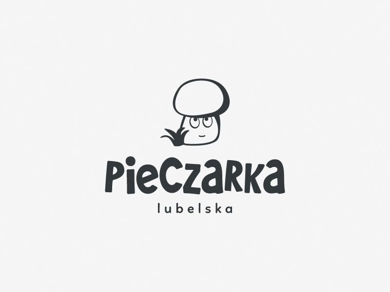 Pomysłowe logo zaprojektowane dla marki małej firmy handlowej i producenta pieczarek z okolic Lublina
