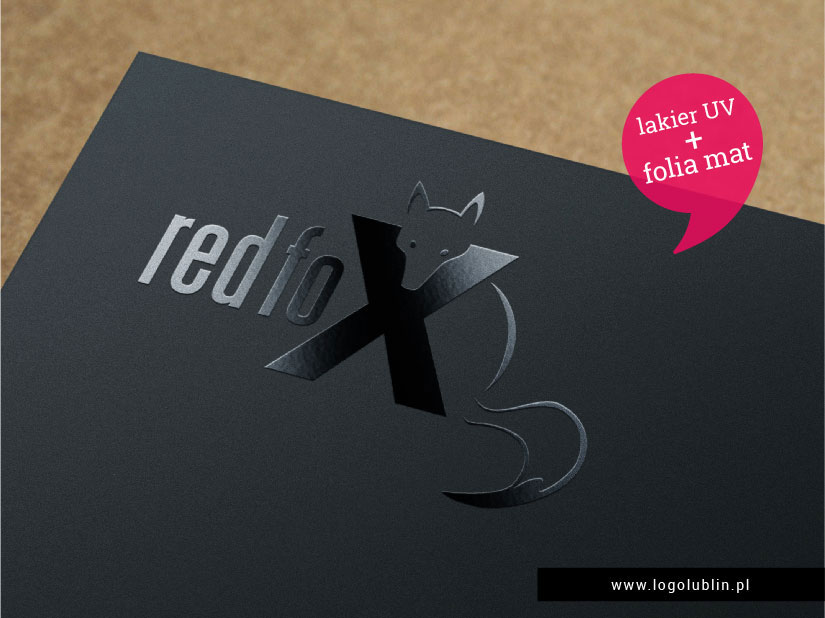 Połączenie lakierowanych elementów grafiki z matowym tłem. Studio Graficzne RedFox.