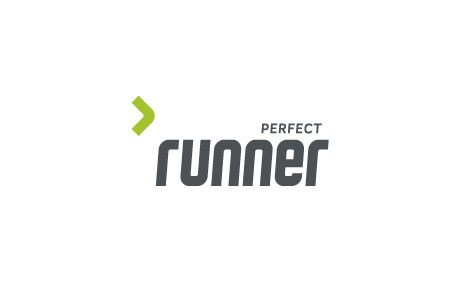 Przykład logo, w którym zastosowano dwa kolory: Perfect Runner. Logo zostało zaprojektowane przez Studio Graficzne RedFox.